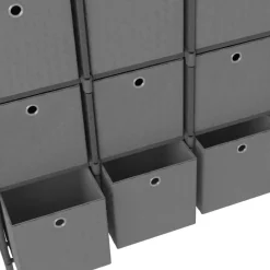 vidaXL - Kast met 12 vakken en grijs stof boxen - Grijs - 103x30x141 cm