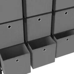 vidaXL - Kast met 15 vakken en grijs stof boxen - Zwart - 103x30x175.5 cm