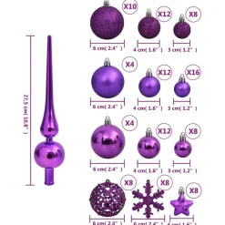 vidaXL - Kerstballenset - Paars - Polystyreen