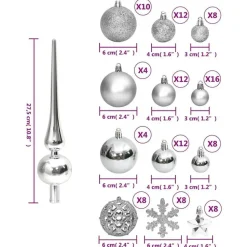 vidaXL - Kerstballenset - Zilver - Polystyreen
