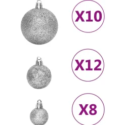 vidaXL - Kerstballenset - Zilver - Polystyreen