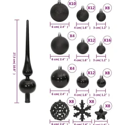 vidaXL - Kerstballenset - Zwart - Polystyreen