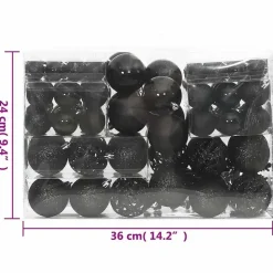vidaXL - Kerstballenset - Zwart - Polystyreen