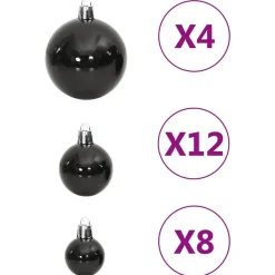 vidaXL - Kerstballenset - Zwart - Polystyreen