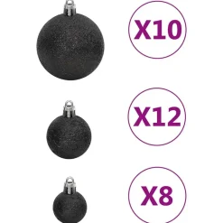 vidaXL - Kerstballenset - Zwart - Polystyreen
