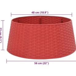 vidaXL - Kerstboomrok met geweven look Ø56x23 cm - Rood - Polypropeen
