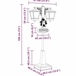 vidaXL - Kerststraatlamp met 2 lantaarns 40,5x80x188 cm - Rood - Metaal en PVC
