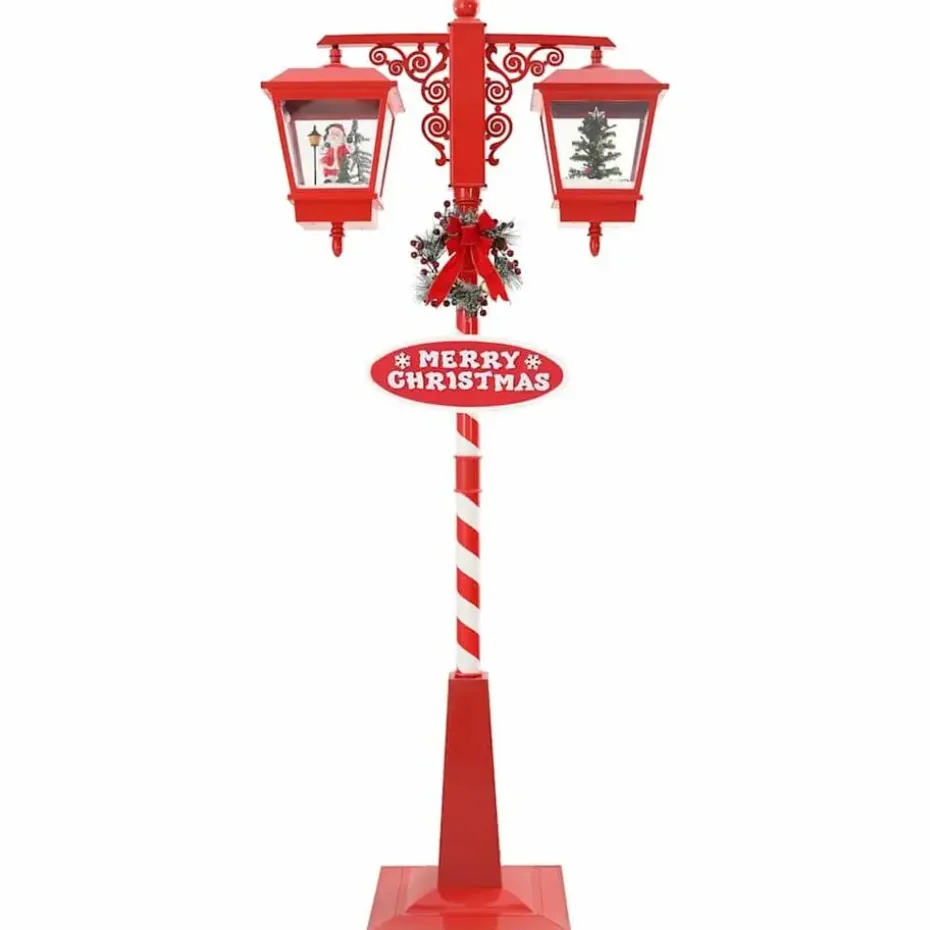 vidaXL - Kerststraatlamp met 2 lantaarns 40,5x80x188 cm - Rood - Metaal en PVC