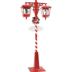 vidaXL - Kerststraatlamp met 2 lantaarns 40,5x80x188 cm - Rood - Metaal en PVC