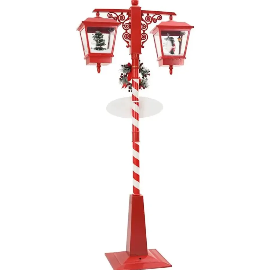 vidaXL - Kerststraatlamp met 2 lantaarns 40,5x80x188 cm - Rood - Metaal en PVC