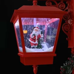 vidaXL - Kerststraatlamp met 2 lantaarns 40,5x80x188 cm - Rood - Metaal en PVC