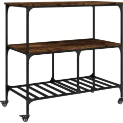 vidaXL - Keukentrolley - Bruin - Bewerkt hout