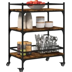 vidaXL - Keukentrolley - Bruin - Bewerkt hout