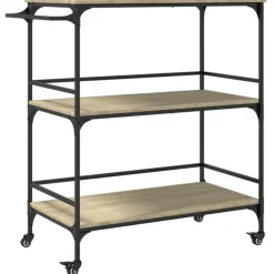 vidaXL - Keukentrolley - Bruin - Bewerkt hout