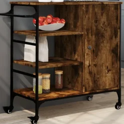 vidaXL - Keukentrolley - Bruin - Bewerkt hout