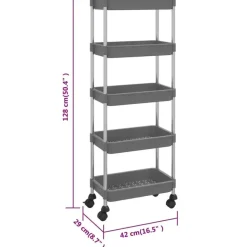 vidaXL - Keukentrolley - Grijs - IJzer