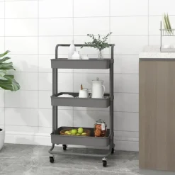 vidaXL - Keukentrolley - Grijs - IJzer
