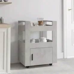 vidaXL - Keukentrolley - Grijs - Bewerkt hout