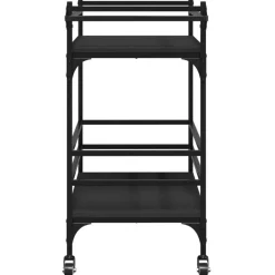 vidaXL - Keukentrolley - Zwart - Bewerkt hout