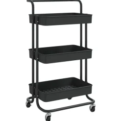 vidaXL - Keukentrolley - Zwart - IJzer