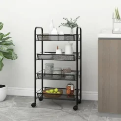 vidaXL - Keukentrolley - Zwart - IJzer - 46 x 26 x 85 cm