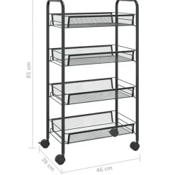 vidaXL - Keukentrolley - Zwart - IJzer - 46 x 26 x 85 cm
