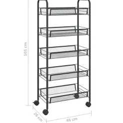 vidaXL - Keukentrolley - Zwart - IJzer - 46 x 26 x 105 cm