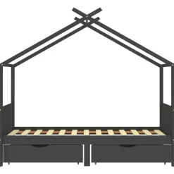vidaXL - Kinderbed met lades - Donkergrijs - Grenenhout - 90x200 cm