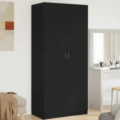 vidaXL - Kledingkast - Zwart - Bewerkt hout