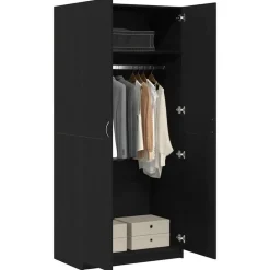 vidaXL - Kledingkast - Zwart - Bewerkt hout