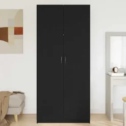 vidaXL - Kledingkast - Zwart - Bewerkt hout