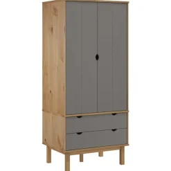 vidaXL - Kledingkast OTTA met 2 lades - Hout - Bruin en grijs - 76.5x53x172 cm