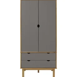 vidaXL - Kledingkast OTTA met 2 lades - Hout - Bruin en grijs - 76.5x53x172 cm