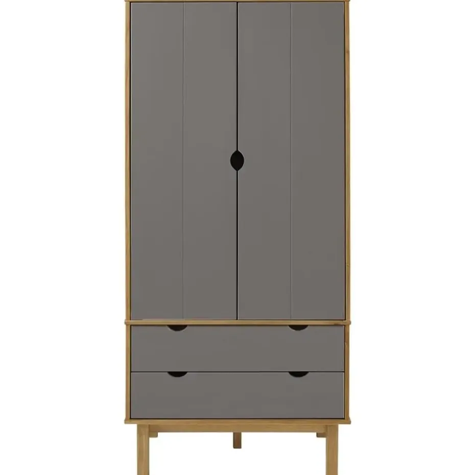 vidaXL - Kledingkast OTTA met 2 lades - Hout - Bruin en grijs - 76.5x53x172 cm