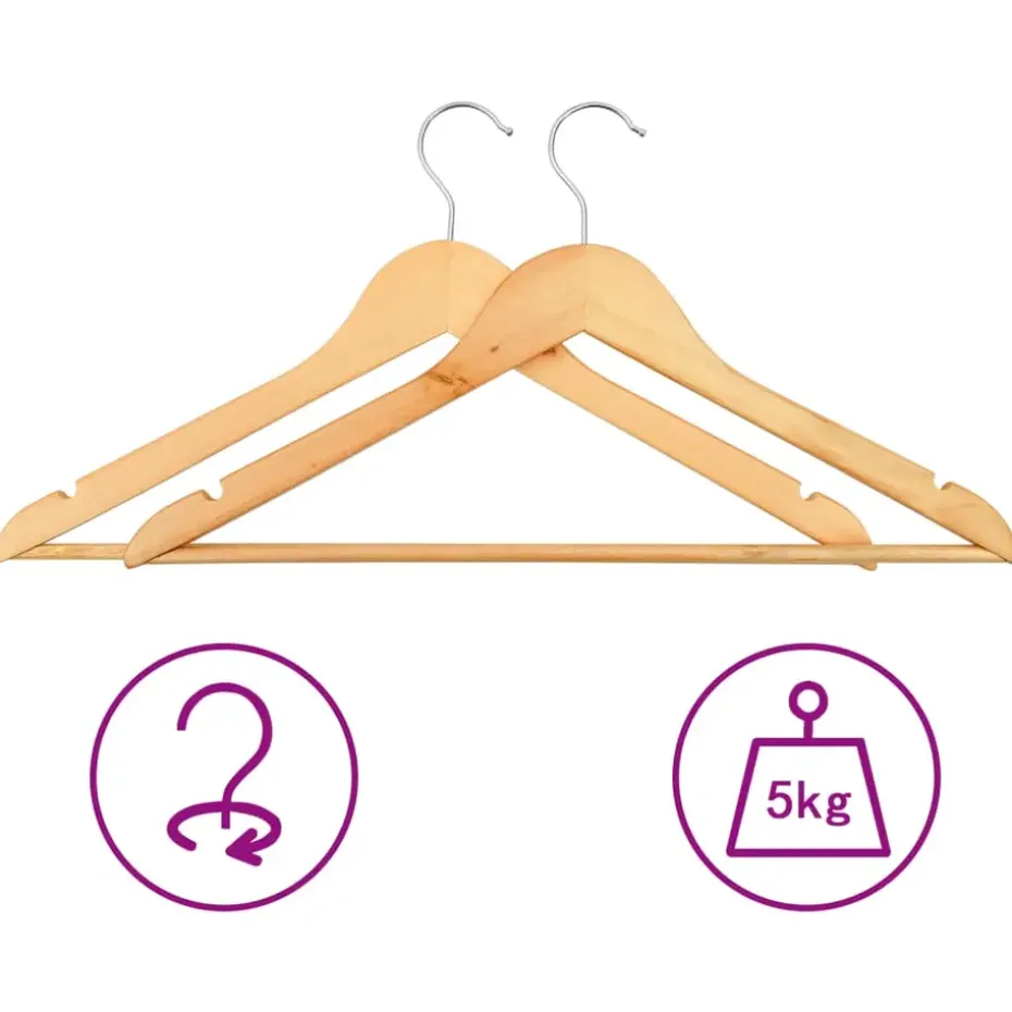 vidaXL - Kleerhanger - Bruin - Hout - 20 stuks