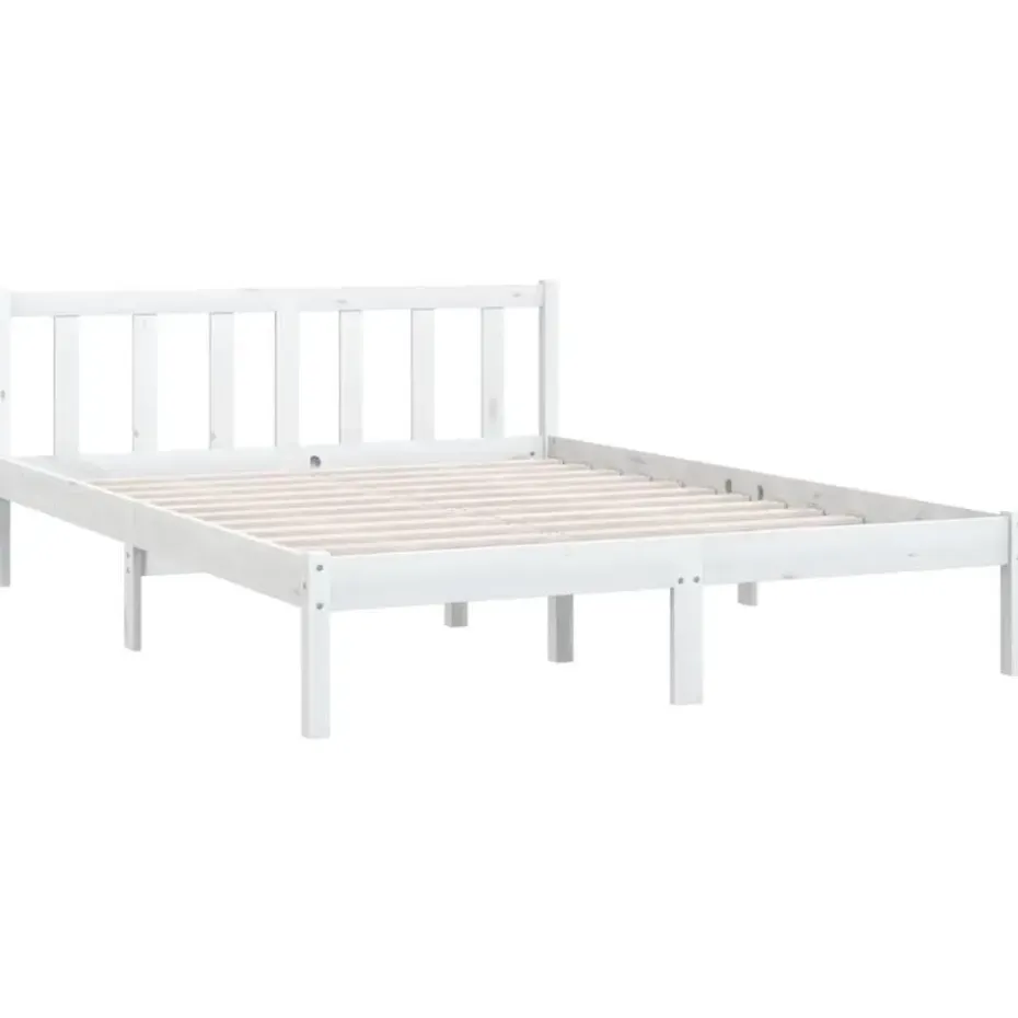 vidaXL - Klein Tweepersoonsbed frame - Wit - Massief grenenhout - 140x200 cm