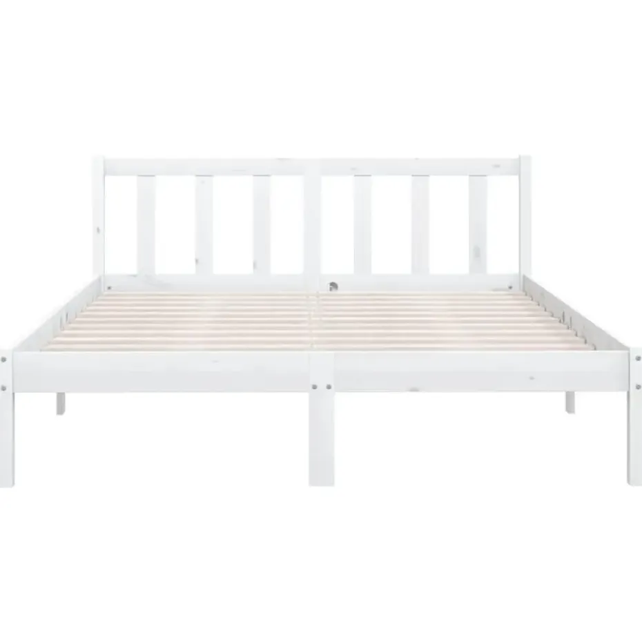 vidaXL - Klein Tweepersoonsbed frame - Wit - Massief grenenhout - 140x200 cm