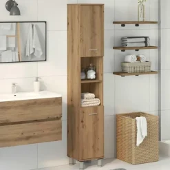 vidaXL - Kolomkast met 2 deuren 2 vakken - Artisan eiken - Hout - 30x30x179 cm