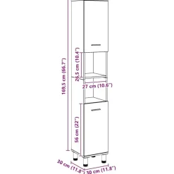 vidaXL - Kolomkast met 2 deuren 2 vakken - Artisan eiken - Hout - 30x30x179 cm