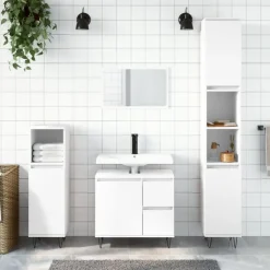 vidaXL - Kolomkast met 2 deuren - Wit - Bewerkt hout en ijzer - 30x30x190 cm