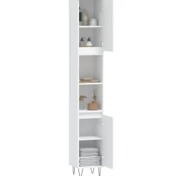 vidaXL - Kolomkast met 2 deuren - Wit - Bewerkt hout en ijzer - 30x30x190 cm