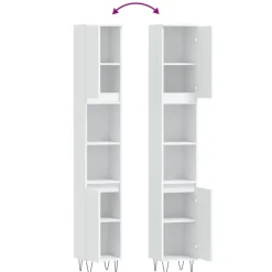 vidaXL - Kolomkast met 2 deuren - Wit - Bewerkt hout en ijzer - 30x30x190 cm