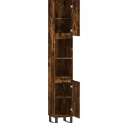 vidaXL - Kolomkast met 2 deuren - Gerookt eiken - Hout en ijzer - 30x30x190 cm