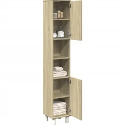 vidaXL - Kolomkast met 2 deuren 2 vakken - Sonoma eiken - Hout - 30.5x30x179 cm