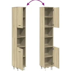 vidaXL - Kolomkast met 2 deuren 2 vakken - Sonoma eiken - Hout - 30.5x30x179 cm