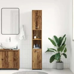 vidaXL - Kolomkast met 2 deuren 2 vakken - Zwart eiken - Hout - 30x30x183.5 cm