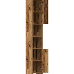 vidaXL - Kolomkast met 2 deuren 2 vakken - Zwart eiken - Hout - 30x30x183.5 cm