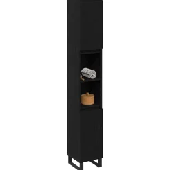 vidaXL - Kolomkast met 2 deuren 2 vakken - Zwart eiken - Hout - 30x30x190 cm