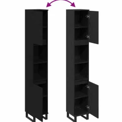 vidaXL - Kolomkast met 2 deuren 2 vakken - Zwart eiken - Hout - 30x30x190 cm