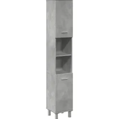 vidaXL - Kolomkast met 2 deuren 2 vakken - Betongrijs spaanplaat - 30x30x190 cm